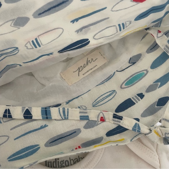 4 Indigo Blue and White Bodysuit Collection with sun hat- 3-6 months - Picture 3 of 7